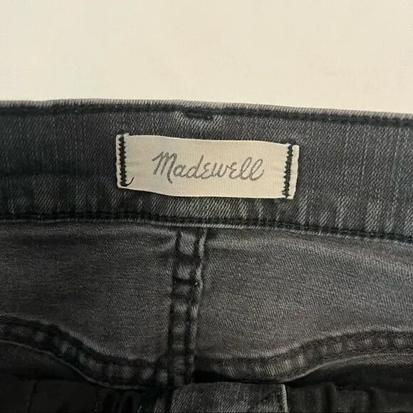 Madewell 9" High-Rise Skinny Black Distressed Hem Jeans 25 - Picture 4 of 10